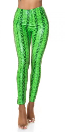 Zöld kígyómintás bőrhatású nadrág