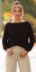 Fekete bordázott basic kötött pulóver