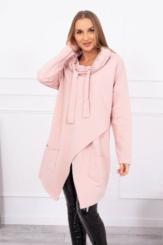 Pasztell rózsaszín átlapolt pulóver    
