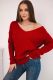 Piros V-kivágású kötött pulóver