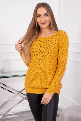 Mustár kötött pulóver    