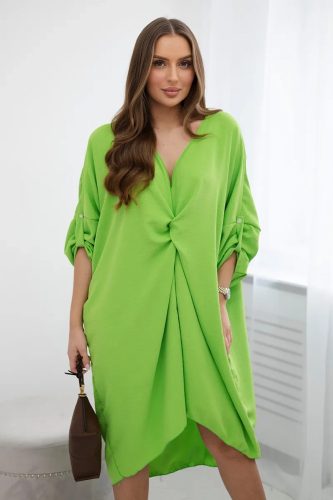 Világos zöld V-kivágású oversize ruha