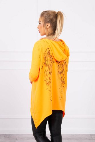 Neon narancs mintás aszimmetrikus  kapucnis  pulóver