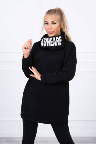 Fekete feliratos kapucnis pulóver