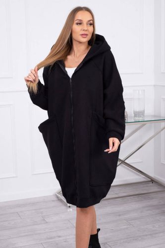 Fekete oversize kapucnis  hosszú  pulóver