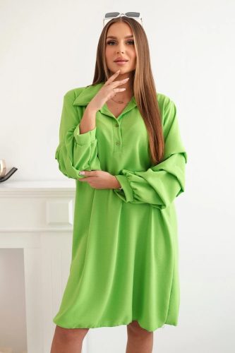 Világos zöld hosszú ujjú gombos oversize ruha