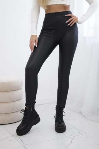 Fekete bőrhatású leggings